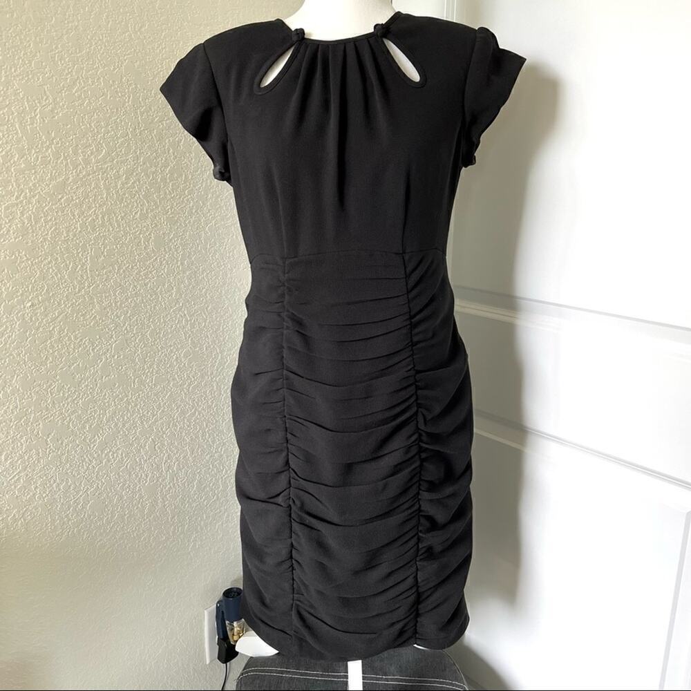 Nanette Lepore Keyhole Ruched Sap Sleeve Midi Dress